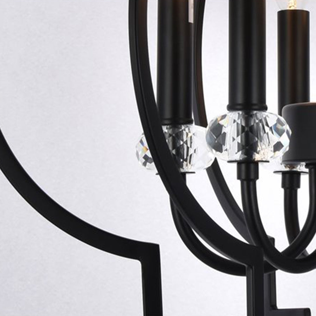 6-Light Black Steel Cage Chandelier