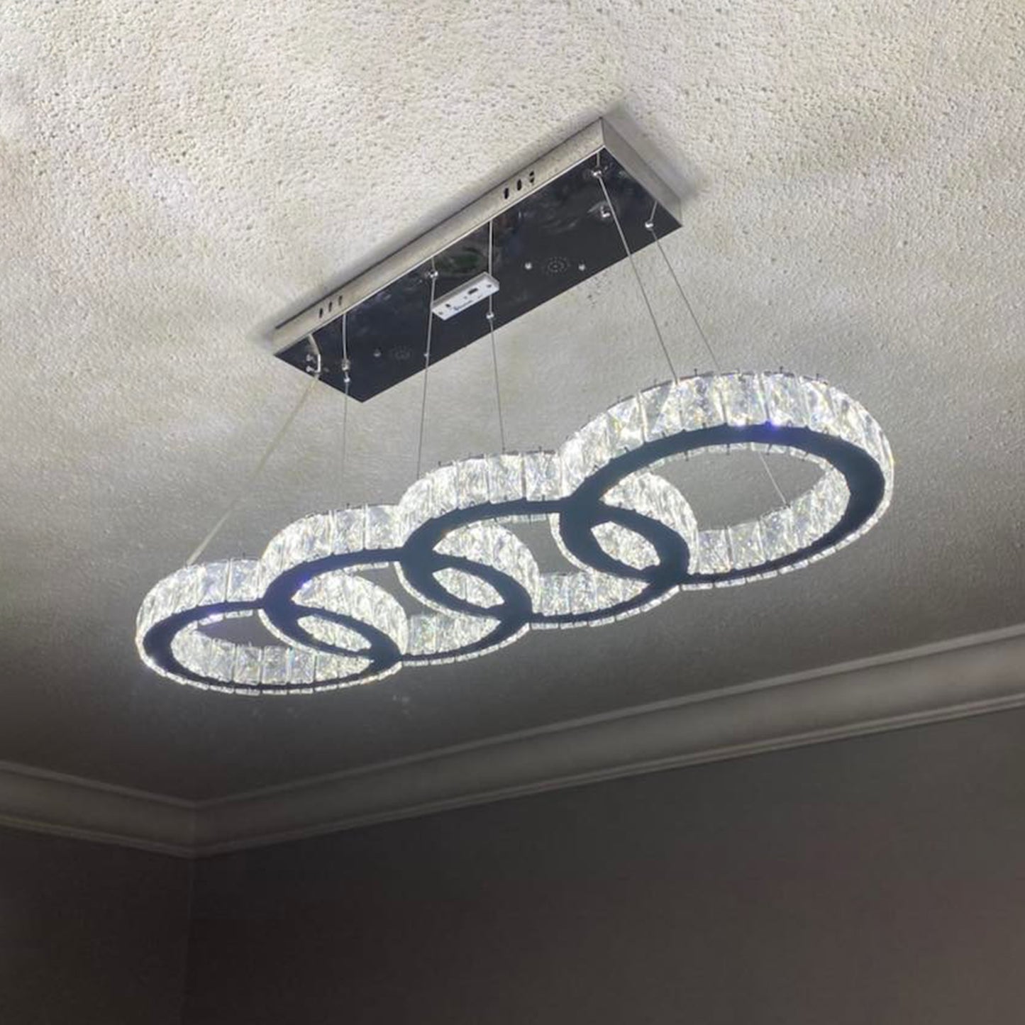 Four Ring Crystal LED Pendant Light