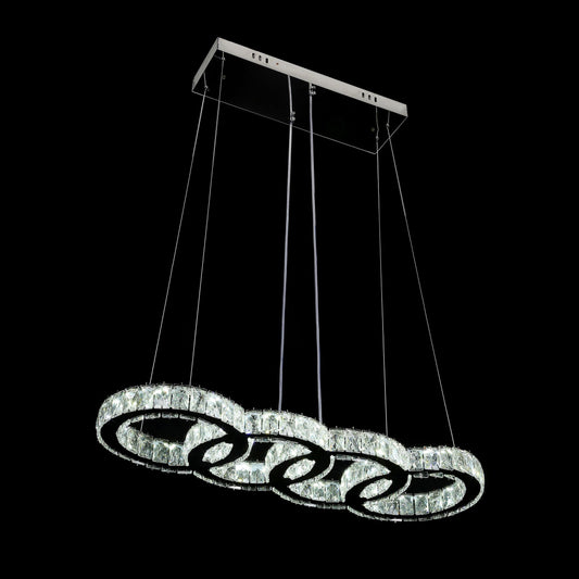 Four Ring Crystal LED Pendant Light