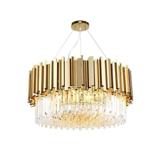Golden Elegance Crystal Cascade Chandelier