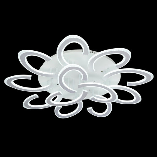 Whirling Petals LED Ceiling Light - 36 Inch Diameter, 5.5 Inch Height - White Finish - Modern Swirling Petal Design with Cool White LED Lighting (6000K) - Product Code 0144